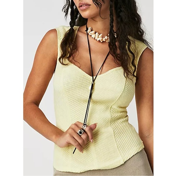 Free People Tops - We The Free Free People Boss Babe Ribbed-Knit Corset Tank Top Yellow Size XS